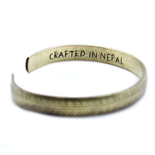 Tibetisches Armband "Kleines Tribal Blatt" - Messing