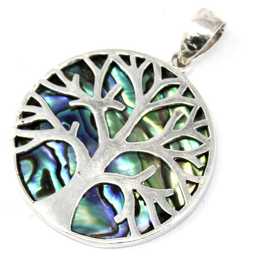 Lebensbaum Anhänger 925 Silber 30mm - Abalone - Silberschmuck - Hauttempel